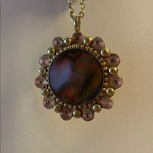 Gold and Black Pendant Necklace